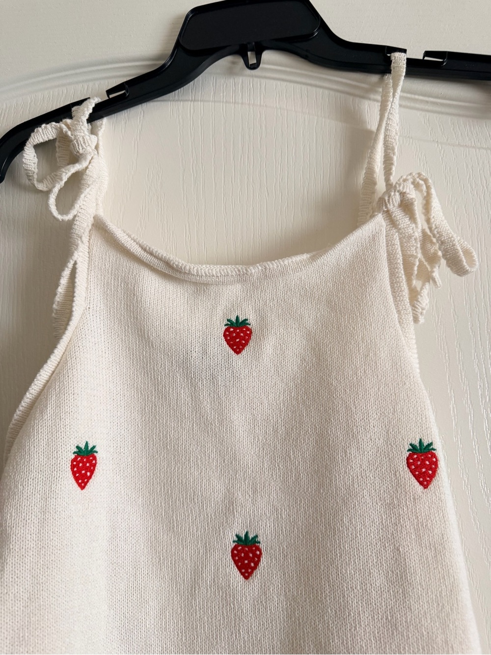 ASOS White Tie-Strap Tank Top with Red Strawberry Embroidery - Picture 5 of 6